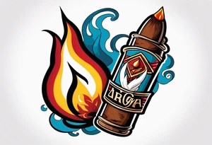 An sailor Jerry style tattoo of a cigar lit with smoke tattoo idea