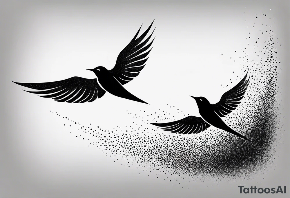 Design a forearm tattoo featuring a minimalist swallows in flight, symbolizing freedom and new beginnings tattoo idea