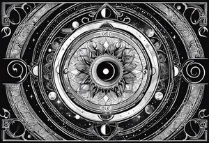 Astrology, Cancer, Natal Chart, symbolic, vision, yin yang, the moon, the sun, Uranus, Pluto, spiritual, third eye, mystical armband tattoo idea