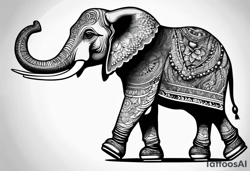 Elephant roller skating tattoo idea