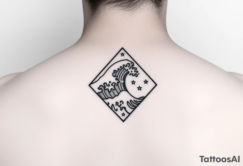 A powerful wave with stars inside of a diamond tattoo idea A powerful wave with stars inside of a diamond tattoo idea