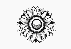 Oeil de ra et tournesol simple tattoo idea