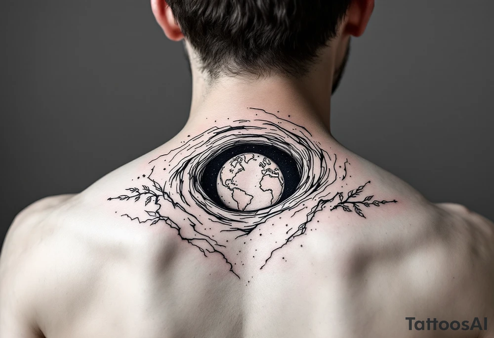 2 different worlds on both sides of a black hole tattoo idea