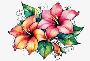 abstract mandevilla flowers on a vine tattoo idea