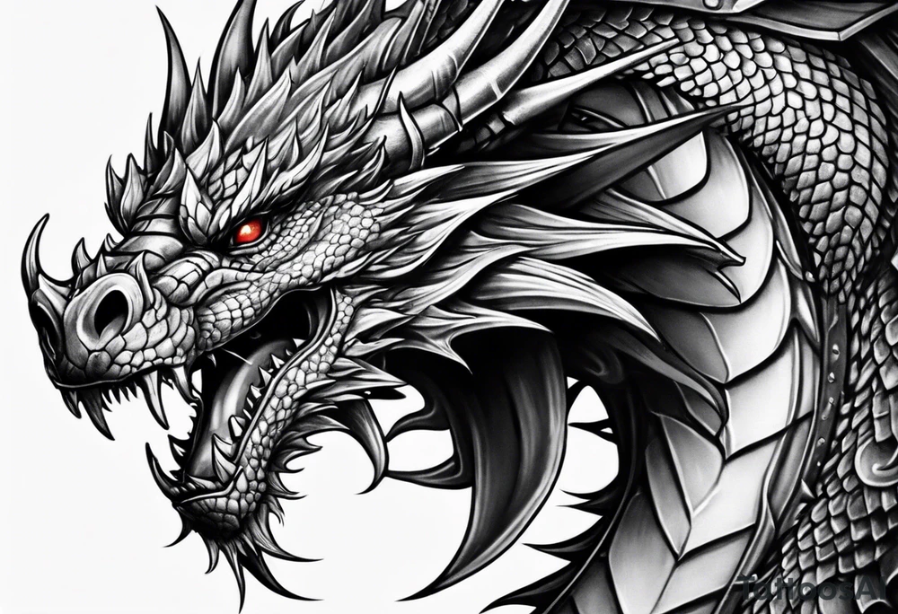 dragon with armor tattoo idea