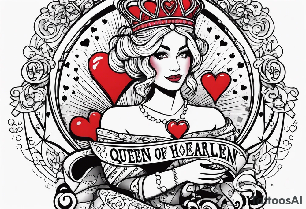 queen of hearts -on forearm - with text saying "queen starleen" tattoo idea