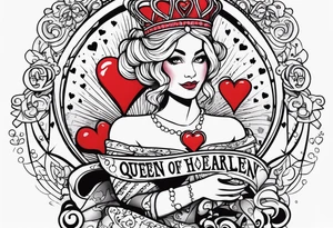 queen of hearts -on forearm - with text saying "queen starleen" tattoo idea
