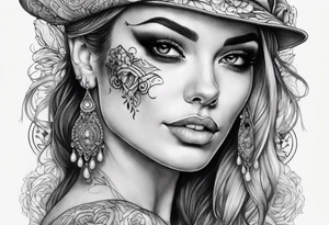 Half skull half beautiful lady face tattoo idea