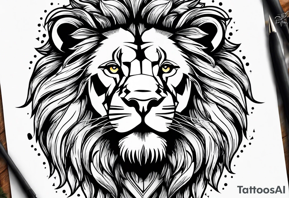 Lion with a heart in its mouth tattoo idea