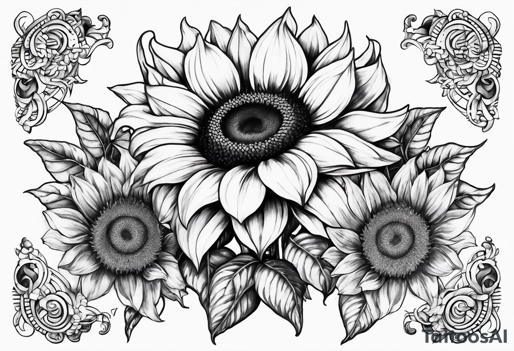 Half Capricorn half sunflower tattoo idea