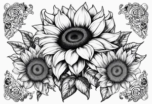 Half Capricorn half sunflower tattoo idea