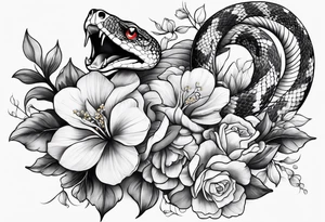 Snake and flowers to fit on shoulder blade tattoo idea