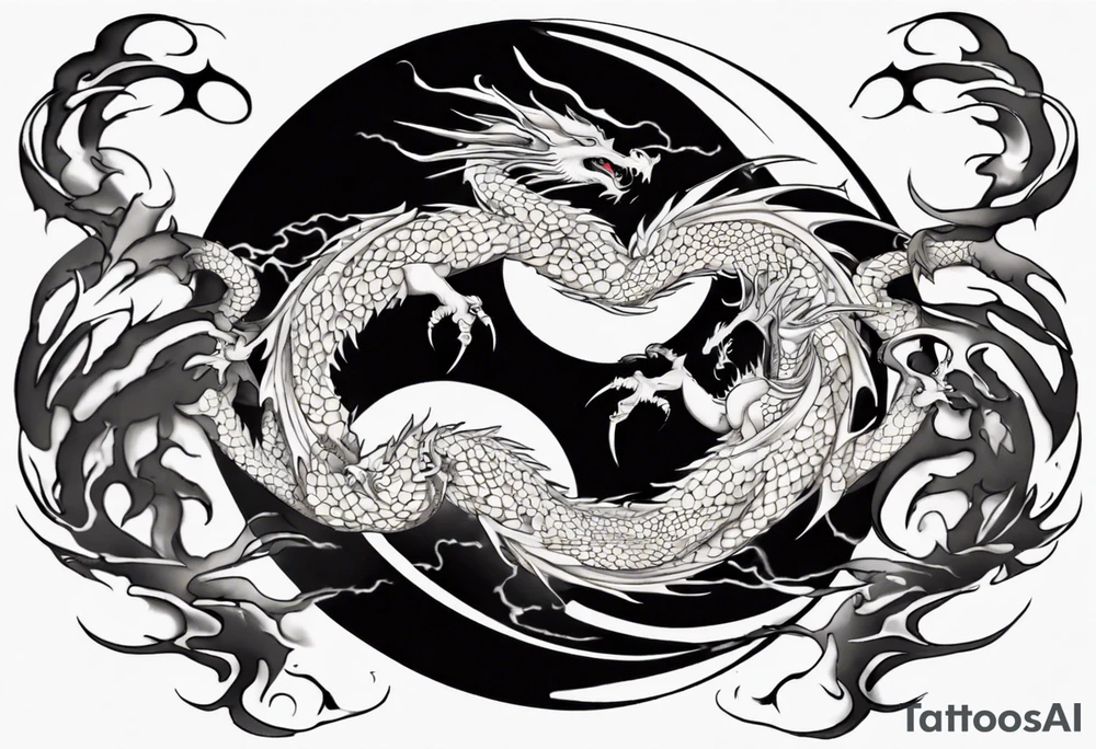 two dragons meeting to make a yin yang tattoo idea