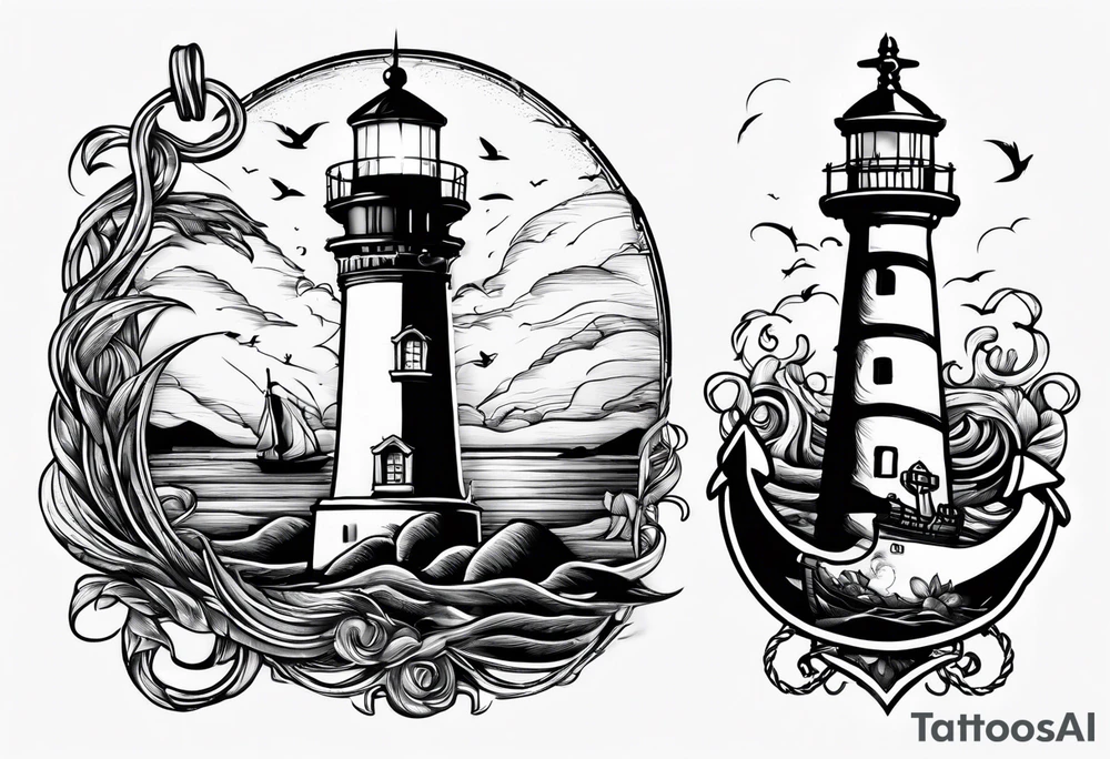 Lighthouse and anchor that says "my beacon, my anchor" tattoo idea