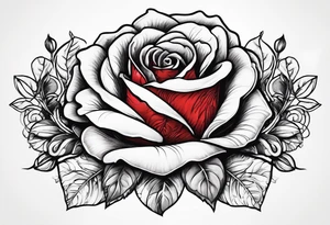 the red rose queen's crown with a heart tattoo idea