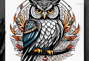 owl hunting snake tattoo idea