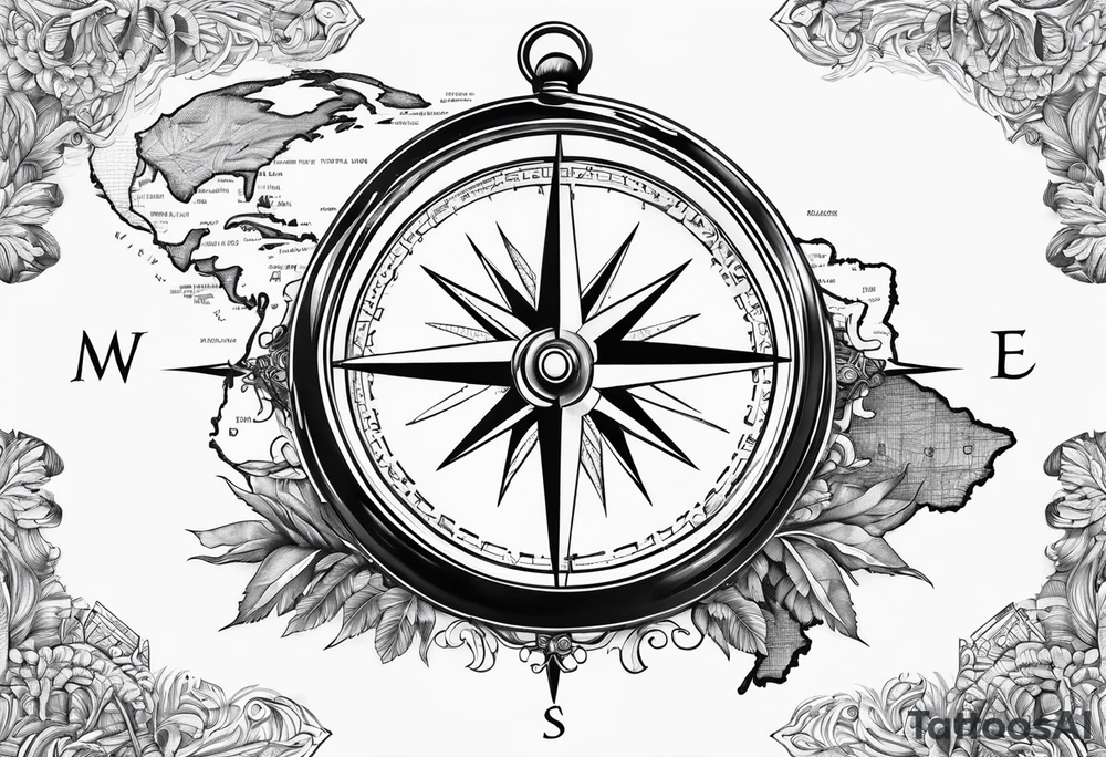 azores islands map compass on top compass tattoo idea