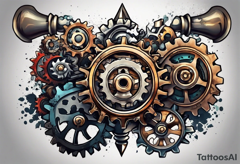Gears in a spade tattoo idea