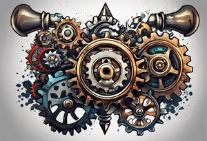 Gears in a spade tattoo idea