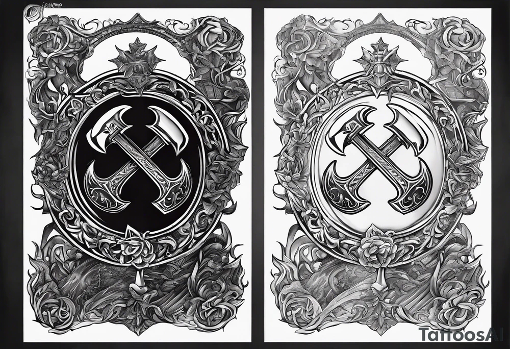 The symbol of Matthias a open Bible and a battle Axe tattoo idea