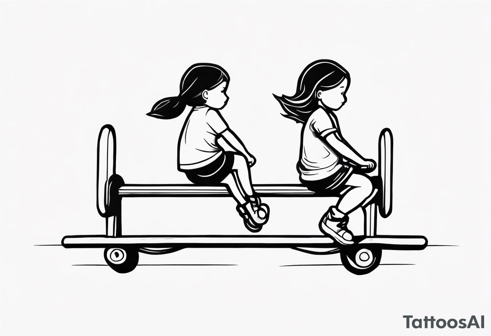 Two girls on a teeter totter tattoo idea