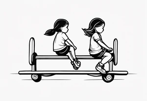 Two girls on a teeter totter tattoo idea