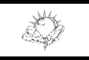 clouds sun and moon tattoo idea