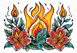 flames of fire
old school vintage simple traditional design surrounded by vintage flowers


bold color simple tattoo idea