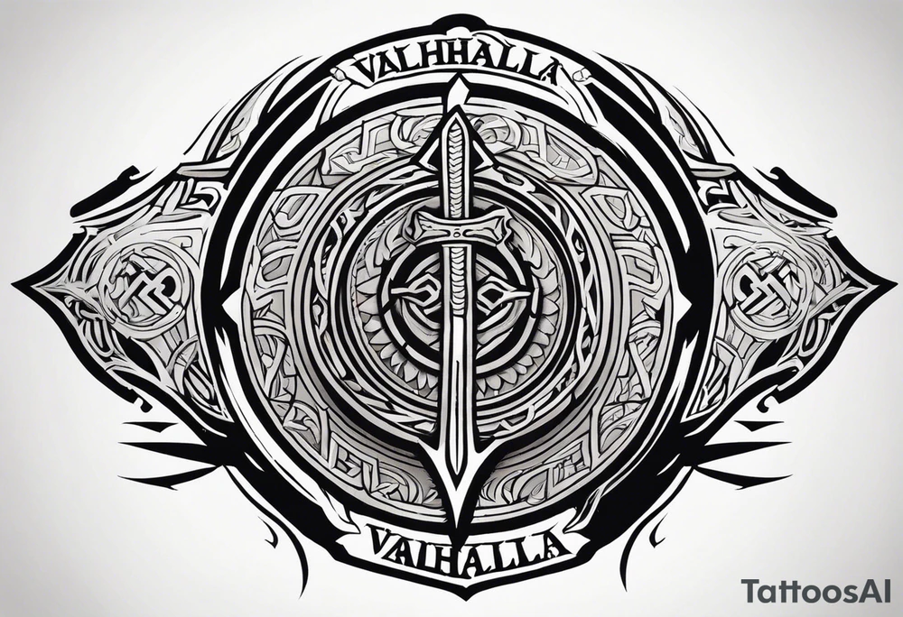 Valhalla round shield 
 axe berserker tattoo idea