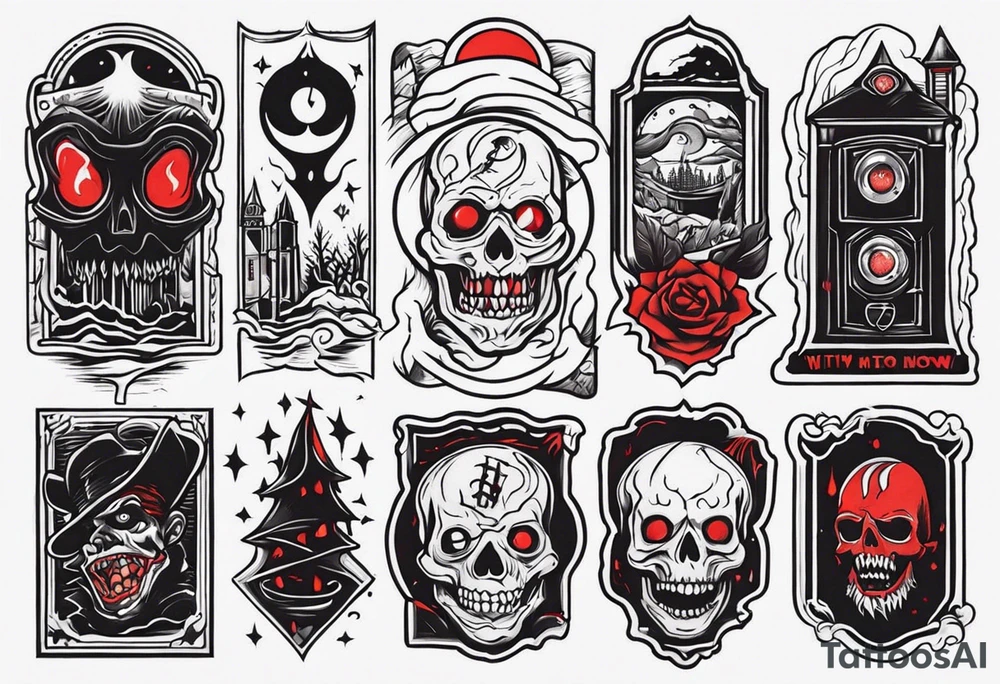 horror movie theme tattoo sleeve tattoo idea