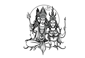 Lord Shiva, Godess Kali, Godess Lilith Together with the moon in the background tattoo idea
