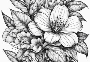 More leafs and stalk with little Platycodon grandiflorus flowers that goes around the arm tattoo idea