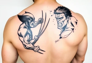 Marvels Wolverine fighting the incredible hulk tattoo idea