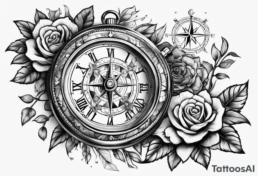 Watch and compass tattoo idea