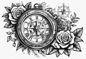 Watch and compass tattoo idea