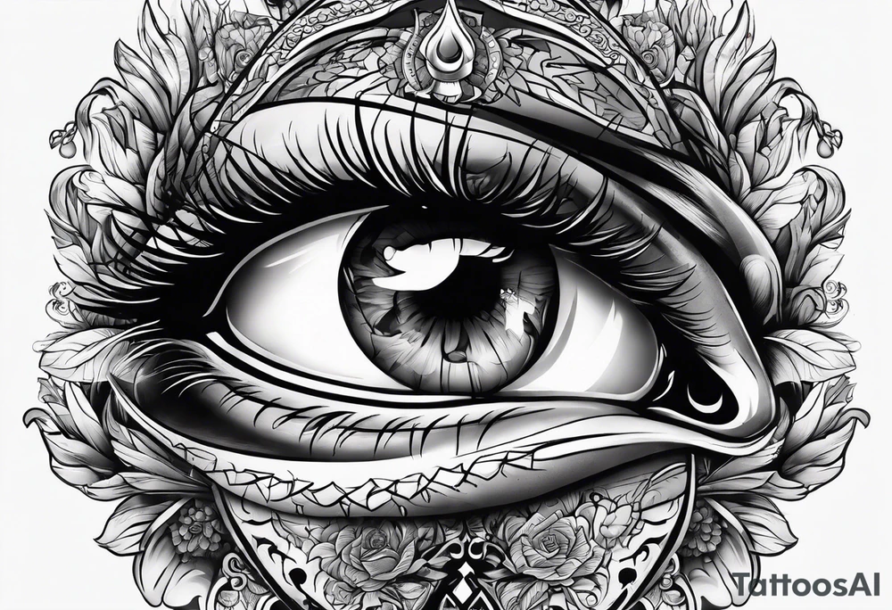 eye with skull tattoo idea