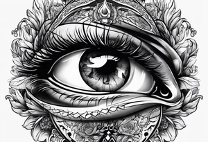 eye with skull tattoo idea