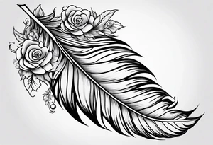 Feather with flowers tattoo idea
