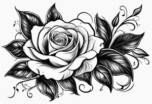 “Flores” with a rose and the date 01/01/76 and the date 09/20/76 and the date 10/11/11 with some clouds tattoo idea