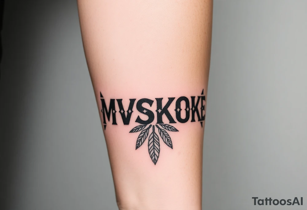 “MVSKOKE” shaded with Native American pattern tattoo idea