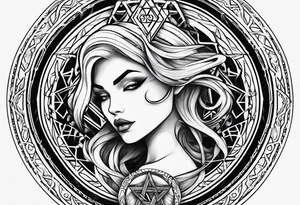 Lilith symbol inside a pentagram tattoo idea