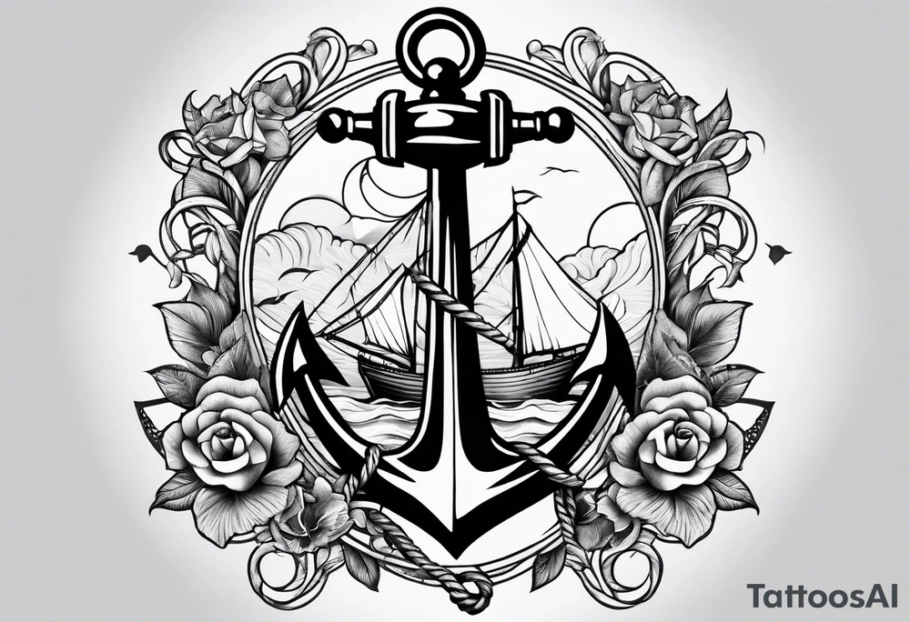 Sailor tattoo of 2 anchors crossed in the middle tattoo idea