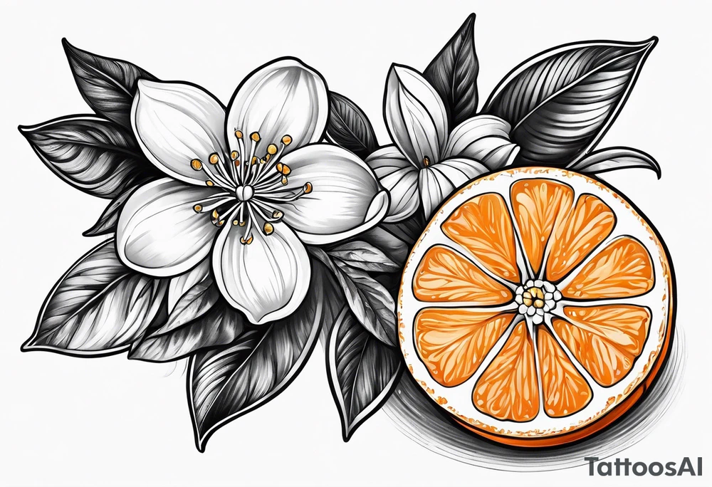 An orange blossom and orange slice tattoo idea