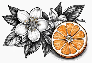 An orange blossom and orange slice tattoo idea