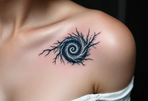A stormy spiral in navy and slate gray with lightning-like cracks of white. tattoo idea