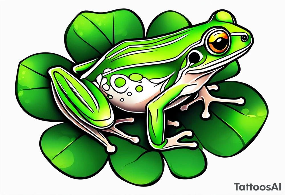 Tree frog and four leaf clover tattoo idea