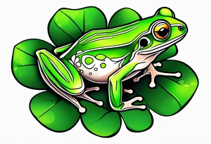Tree frog and four leaf clover tattoo idea