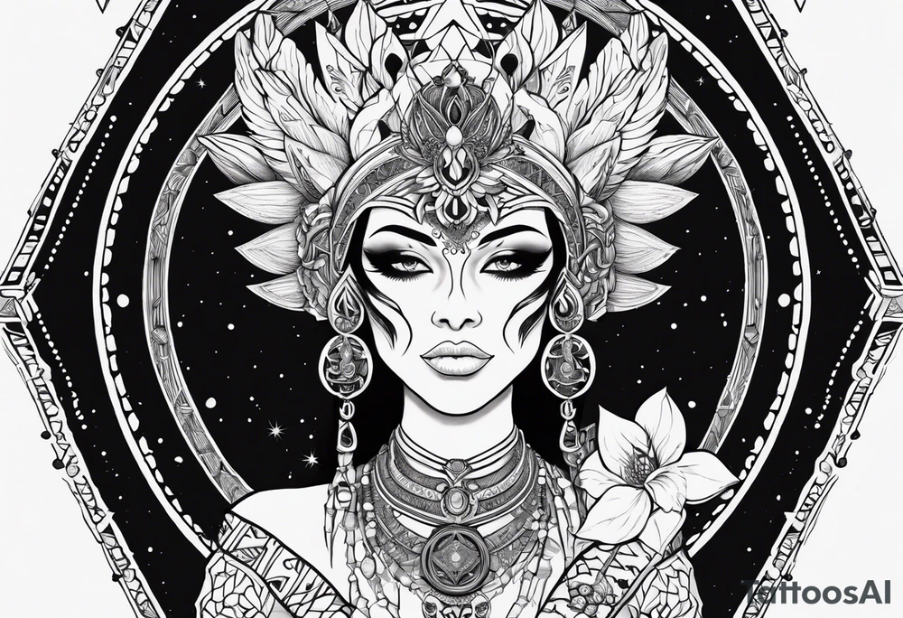 kali ma, alien goddess, valkrye, aries, pirate, divine feminine, zenza resonance, pachamama, lotus azul, blank panther, eagle, skull, 5D, nueva gaya, dna 12 tattoo idea