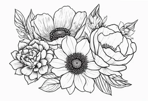 Birthflower bouquet tattoo with one July flower and two October flowers. tattoo idea