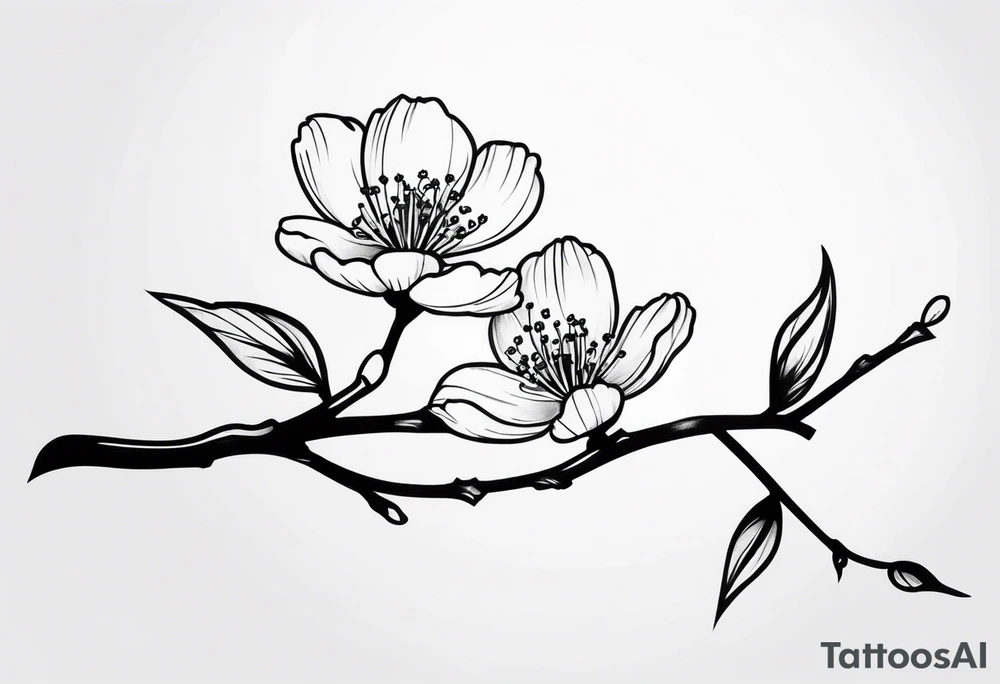 cherry blossom branch going from shoulder to wrist, wrap around bicep, make it LONG tattoo idea